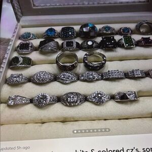 Ladies sz 5 misc rings, white & colored czs, some real, JTV